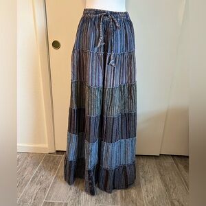 Ashley Taylor Striped Maxi Skirt in Blue Overdyed Finish NWOT